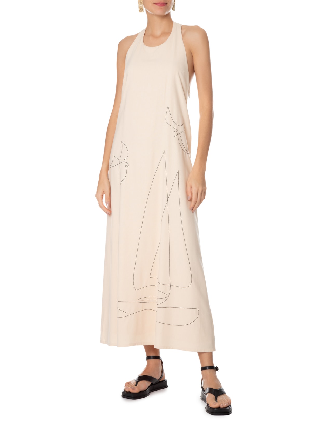 Vestido Longuete Linho Aurus Bege Dress To