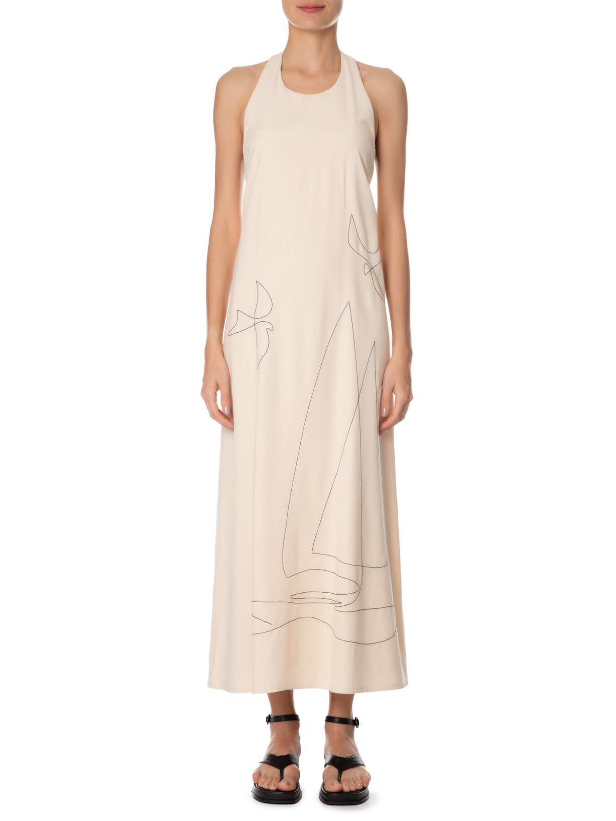 Vestido Longuete Linho Aurus Bege Dress To