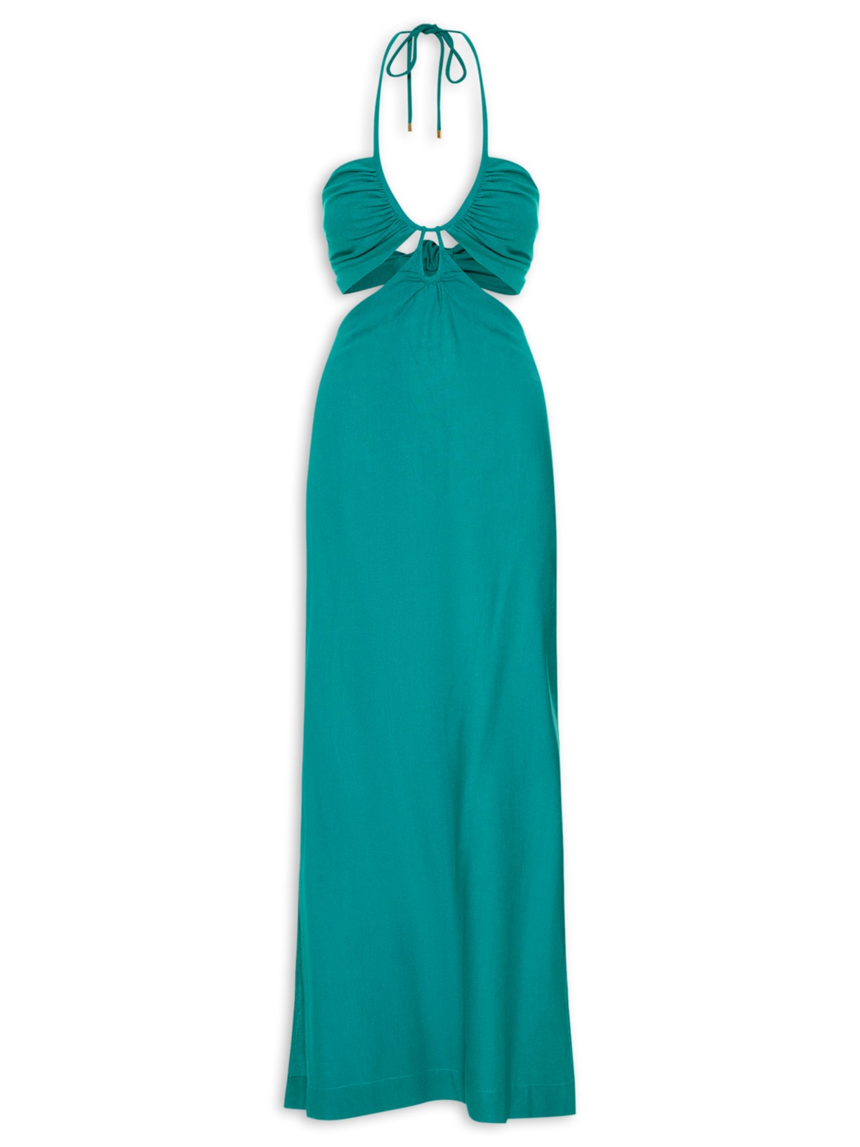 Vestido Longuete Linho Busto Diferenciado - Verde