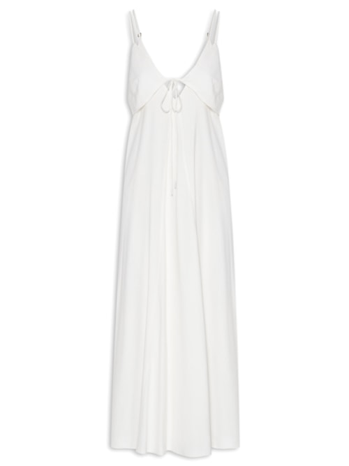 Vestido Longuete Linho Sobreposição - Off White