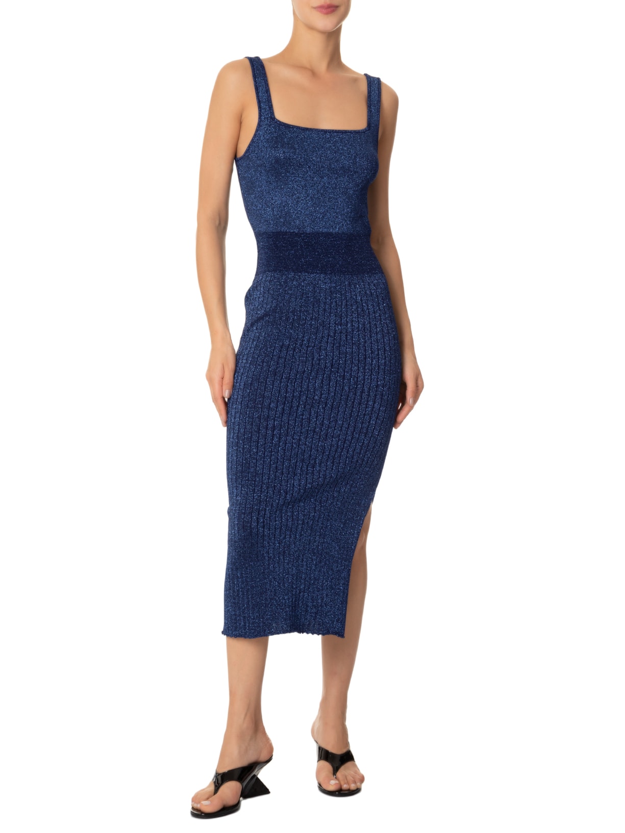 Vestido Lurex De Tricot Azul Animale