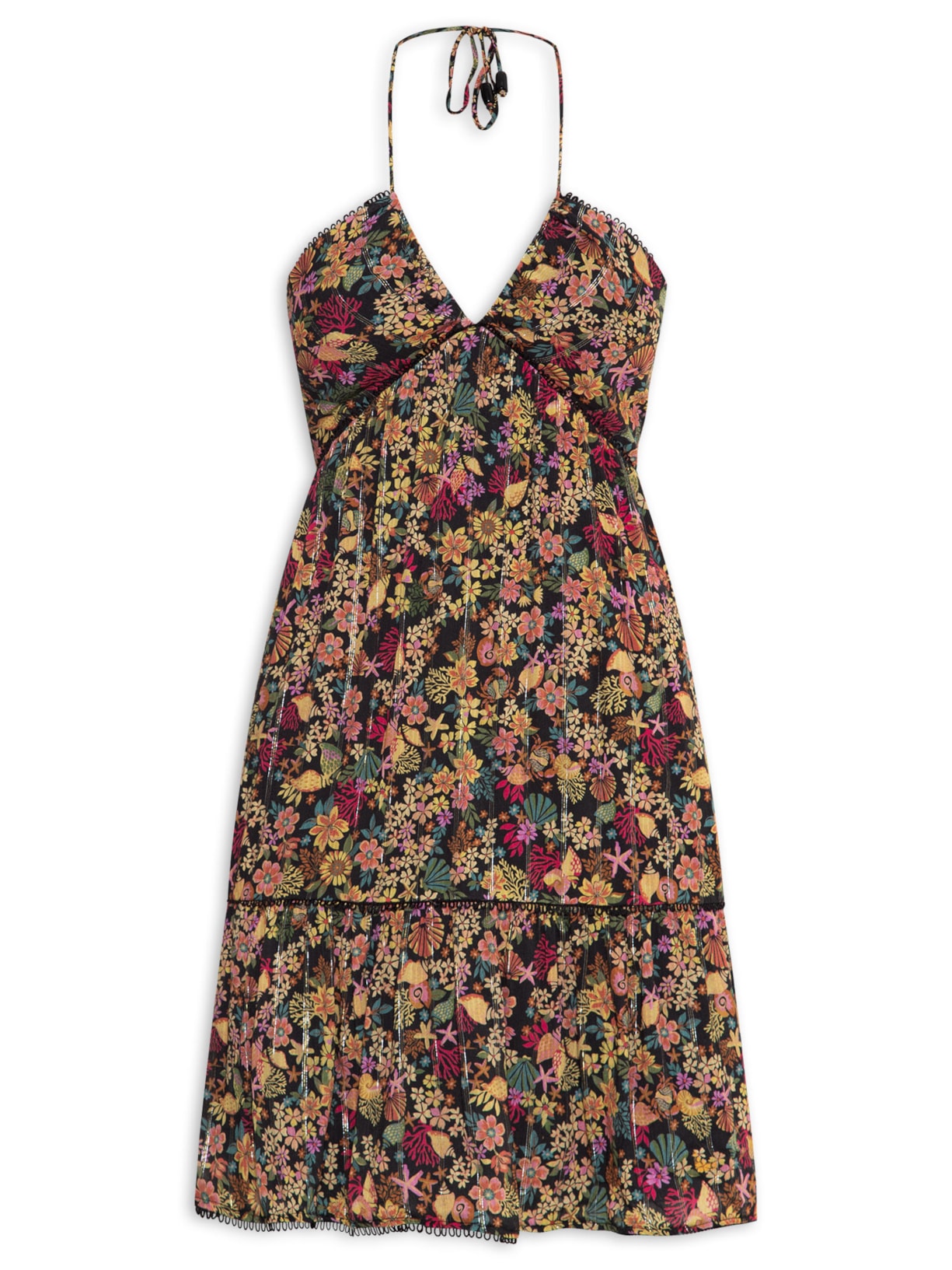 Vestido Lurex Estampa água Doce - Preto