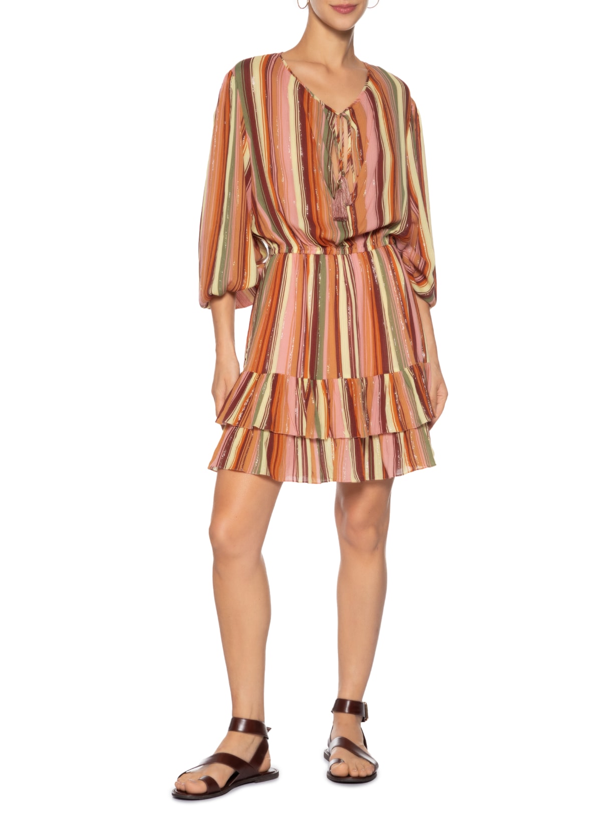 Vestido Lurex Estampa Bosque Rosa Dress To