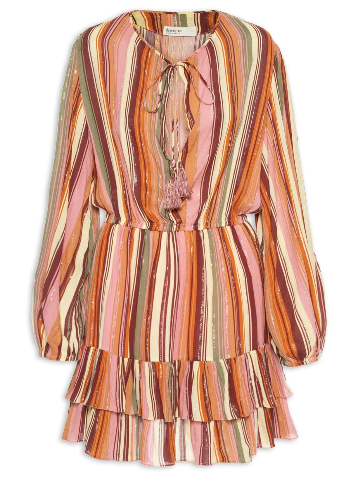 Vestido Lurex Estampa Bosque - Rosa