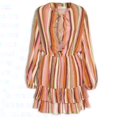 Vestido Lurex Estampa Bosque - Rosa