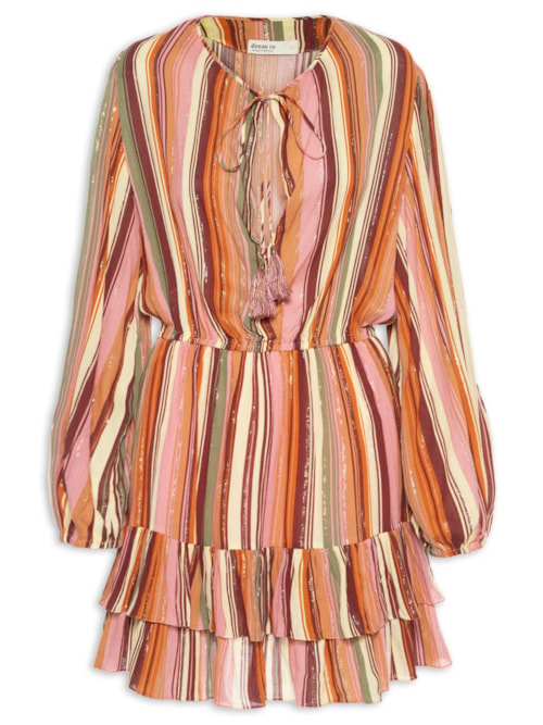 Vestido Lurex Estampa Bosque - Rosa