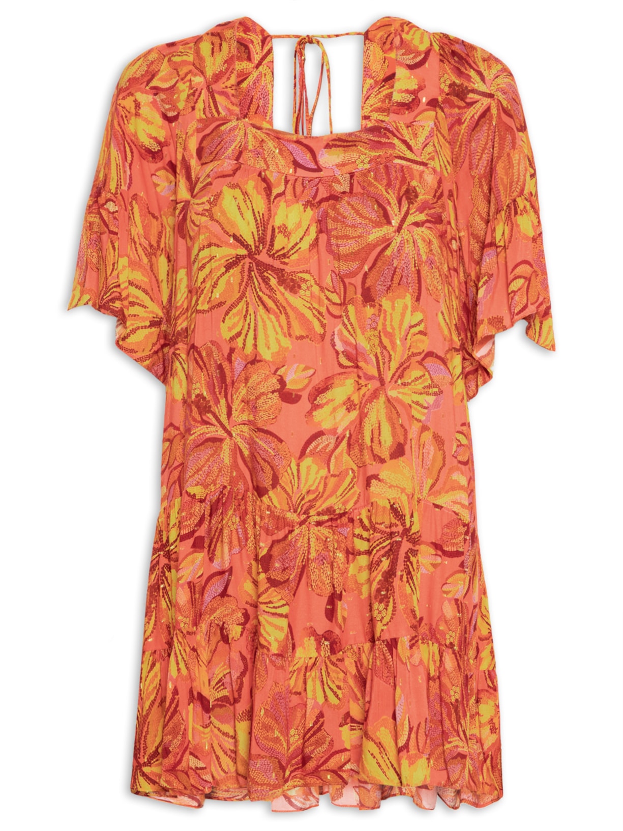 Vestido Lurex Estampa Frescor - Laranja