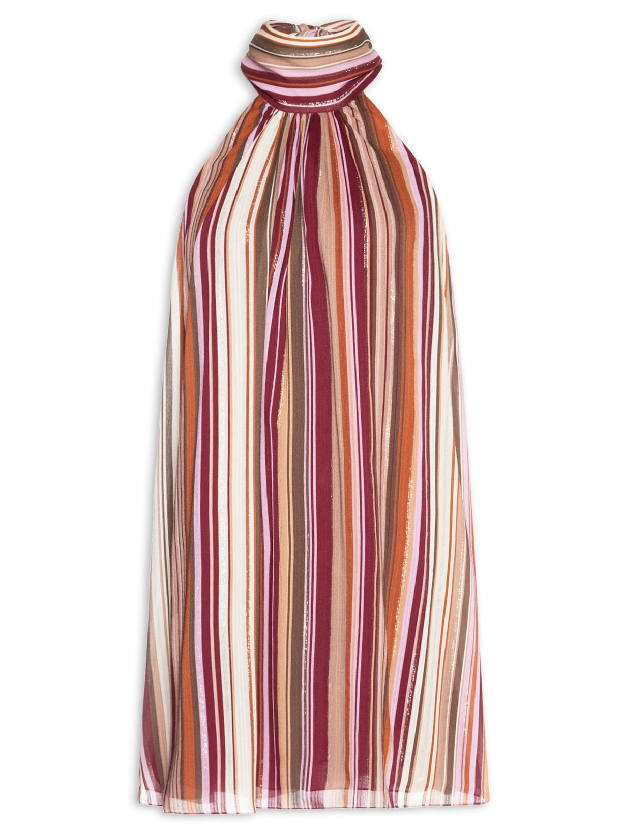 Vestido Lurex Estampa Listra Aurora - Rosa