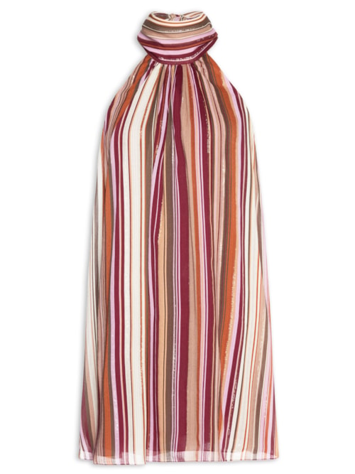 Vestido Lurex Estampa Listra Aurora - Rosa