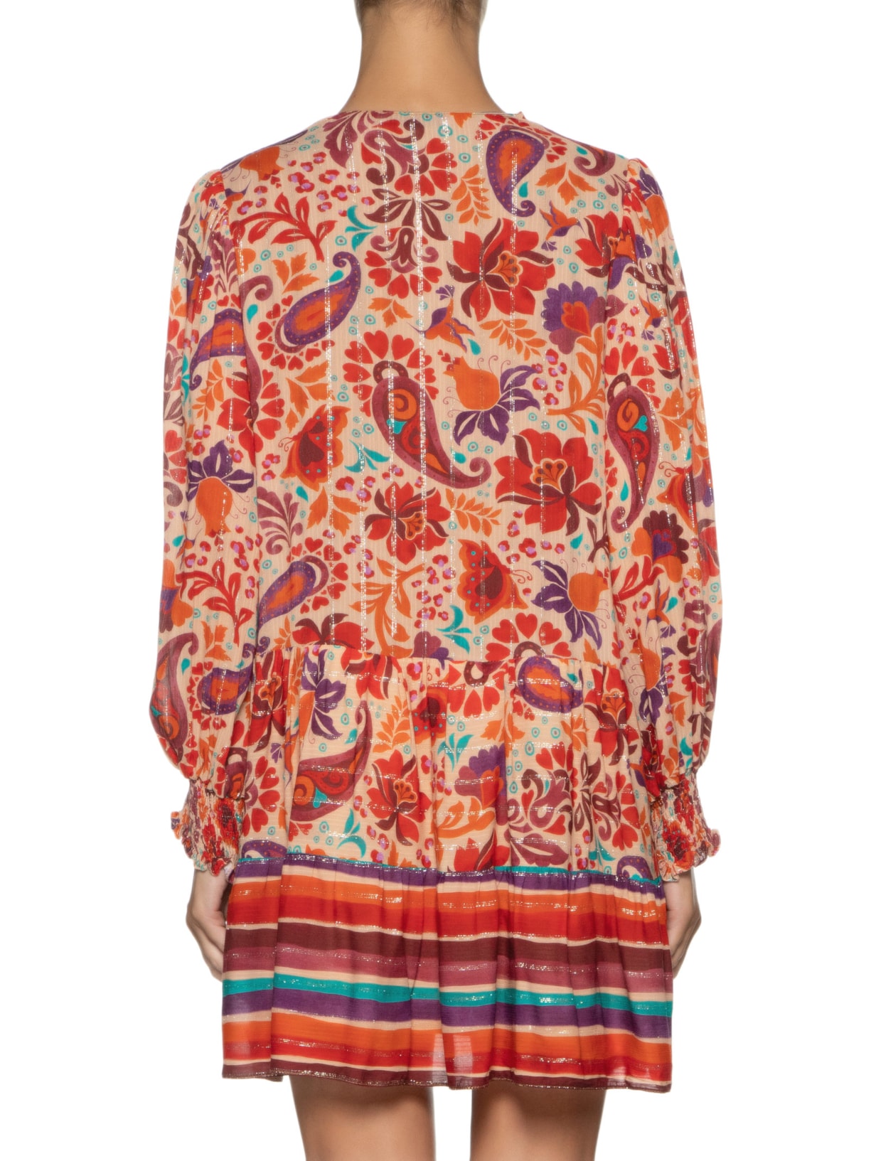 Vestido Lurex Estampa Mantra Mix Laranja Dress To