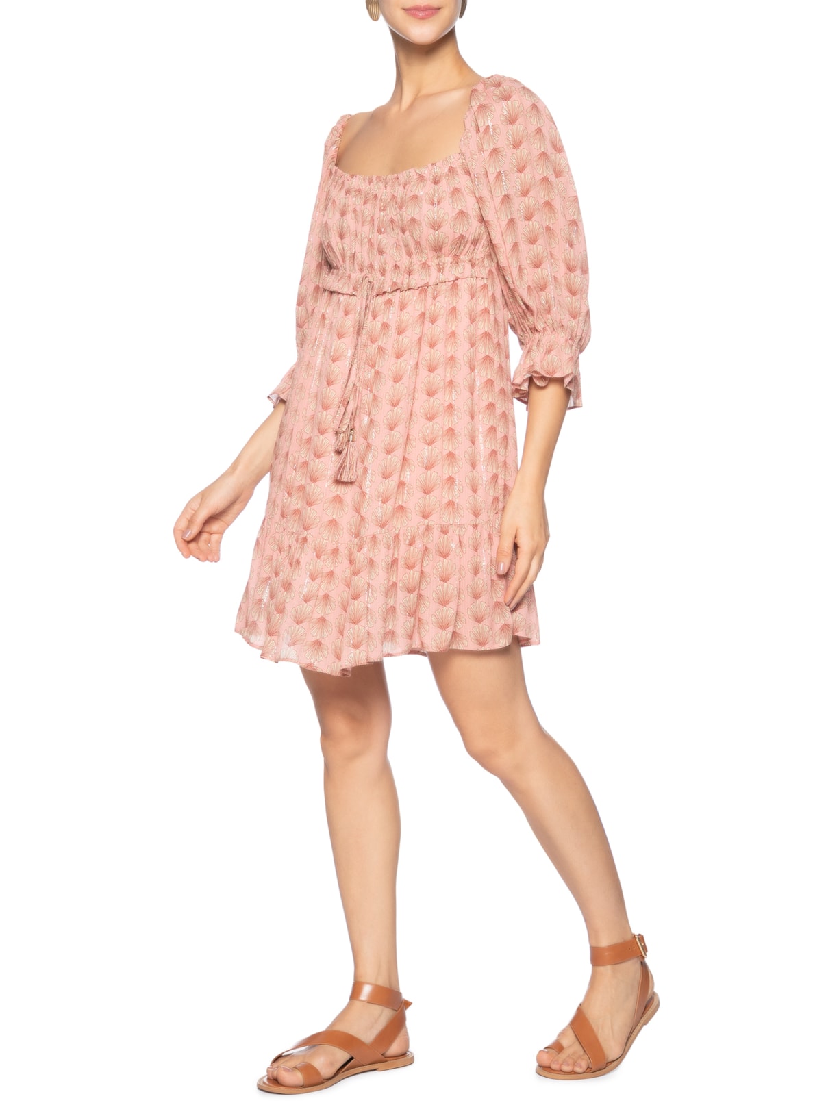 Vestido Lurex Estampa Maresia Rosa Dress To