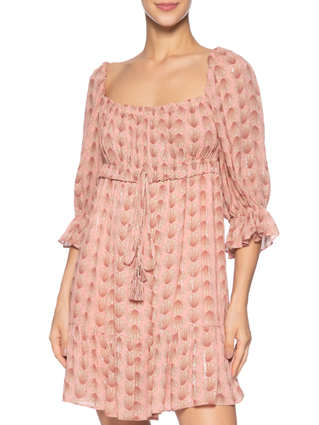 Vestido Lurex Estampa Maresia Rosa Dress To