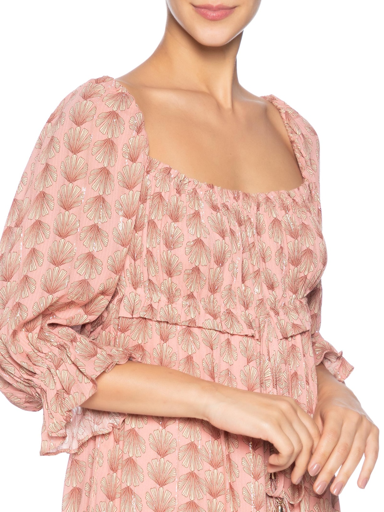 Vestido Lurex Estampa Maresia Rosa Dress To