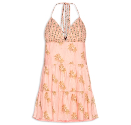 Vestido Lurex Estampa Oásis Mix - Rosa