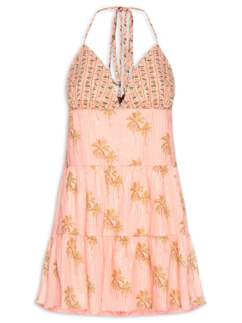 Vestido Lurex Estampa Oásis Mix - Rosa