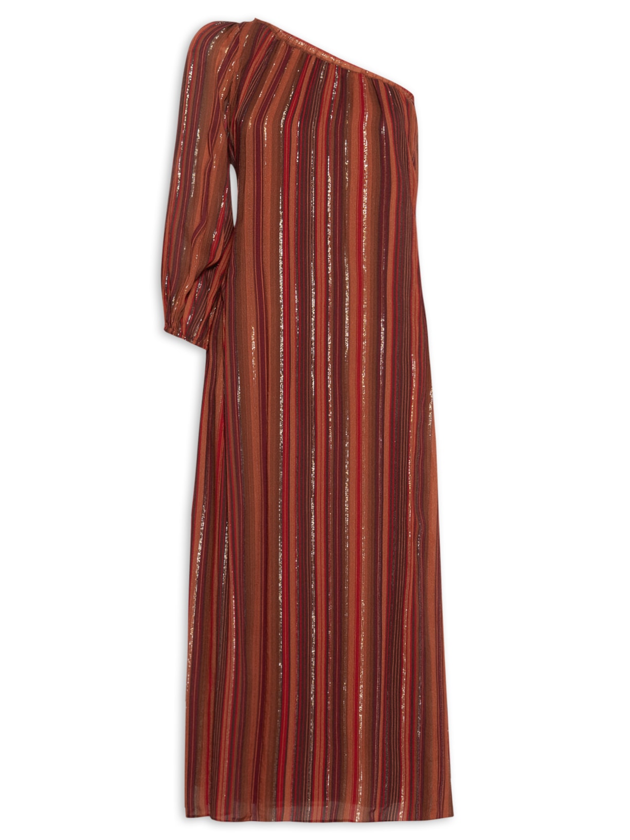 Vestido Lurex Estampa Refúgio - Marrom