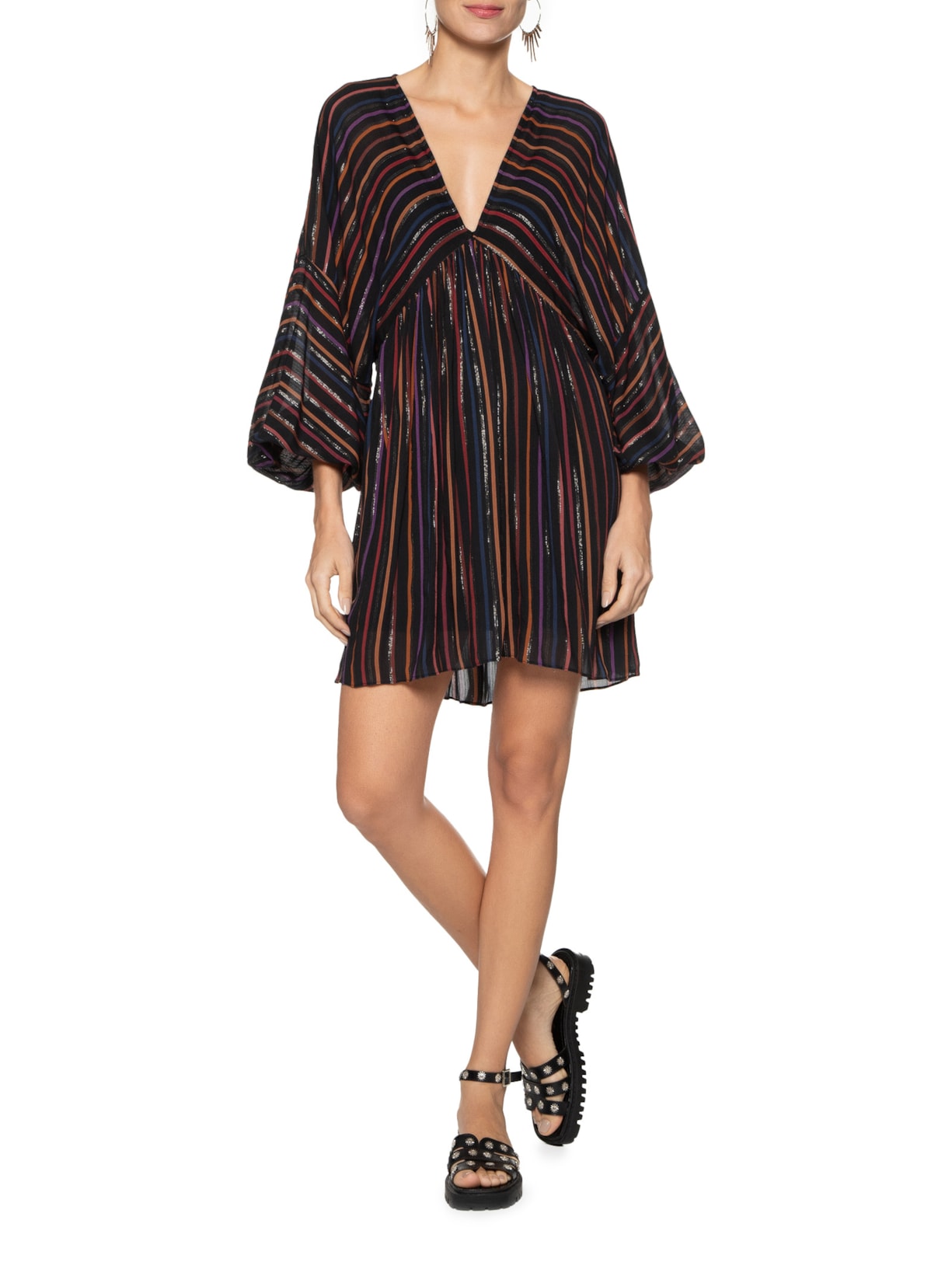 Vestido Lurex Estampa Universo Preto Dress To