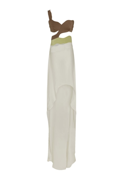 vestido maat com seda pistache