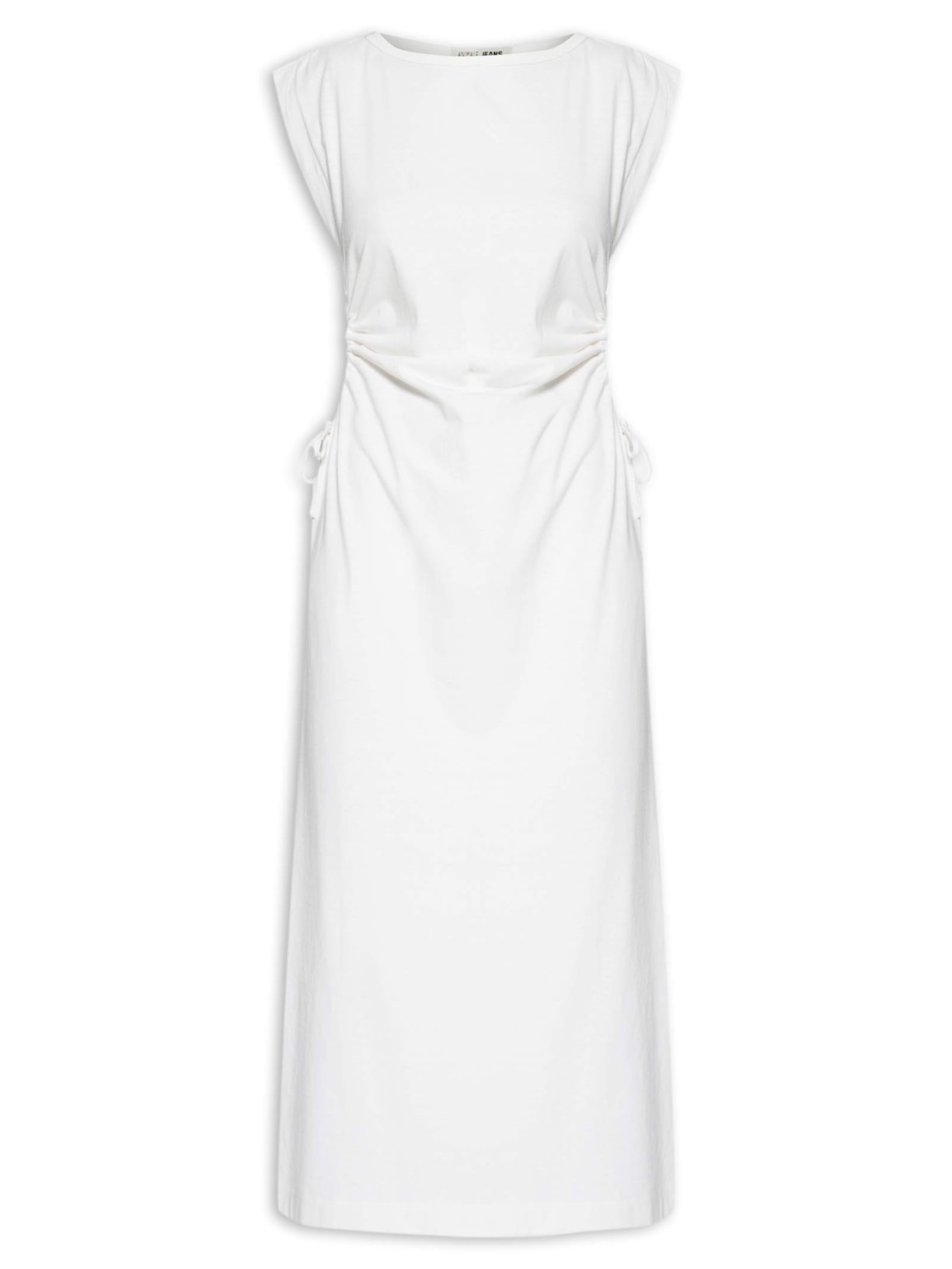 Vestido Malha Abertura Franzidos - Off White