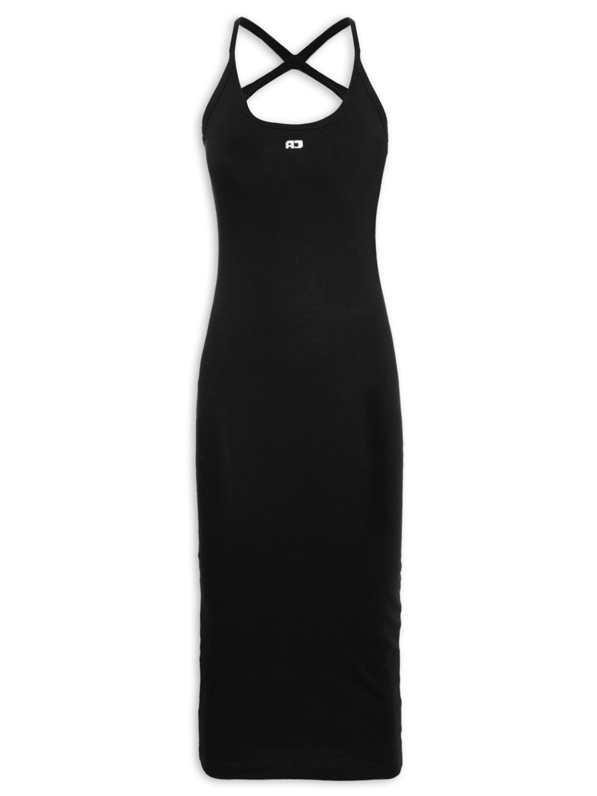 Vestido Malha Basic Bordado Logo - Preto