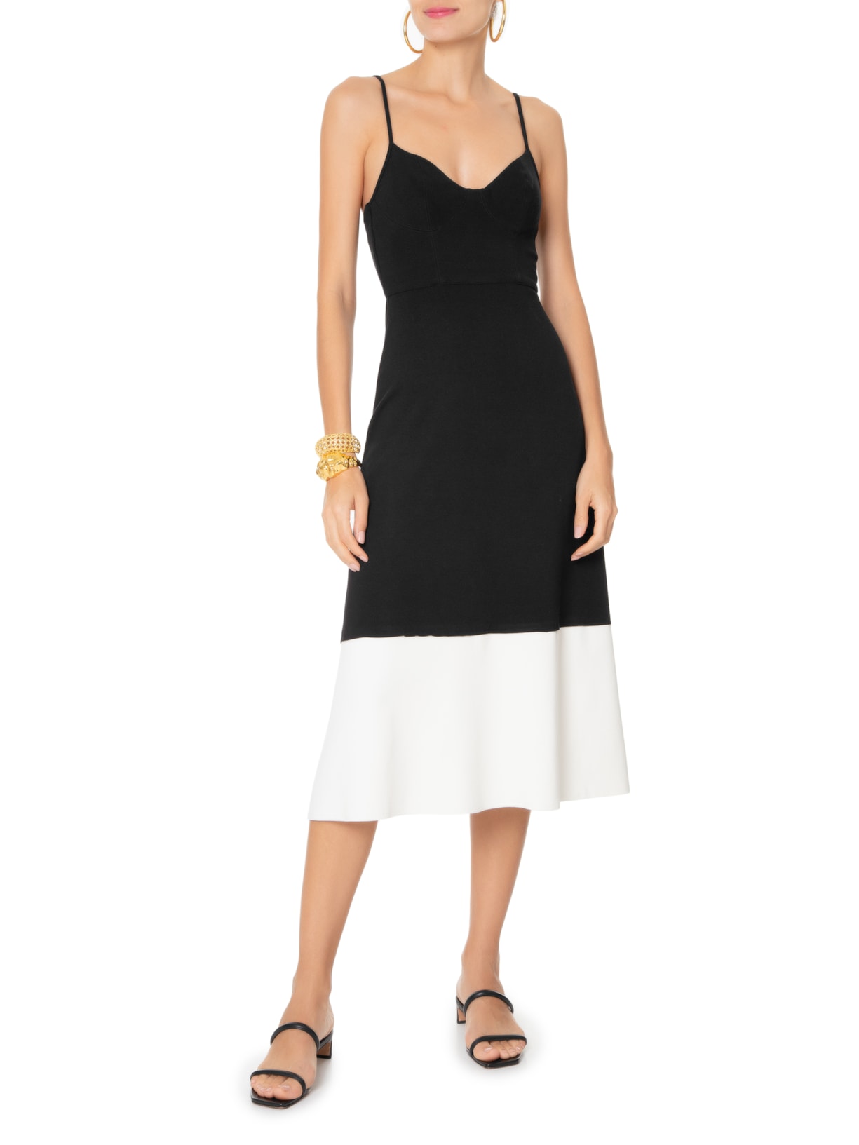Vestido Malha Bicolor Preto Animale
