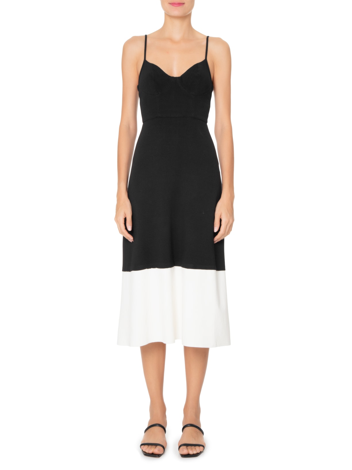 Vestido Malha Bicolor Preto Animale
