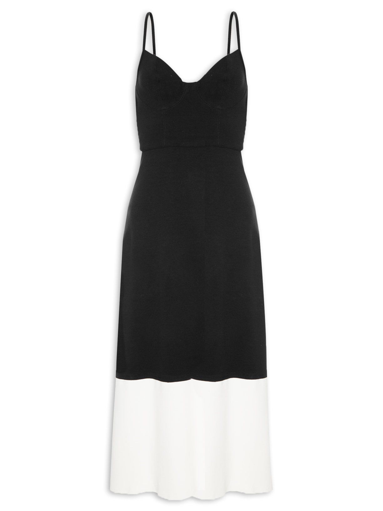 Vestido Malha Bicolor - Preto