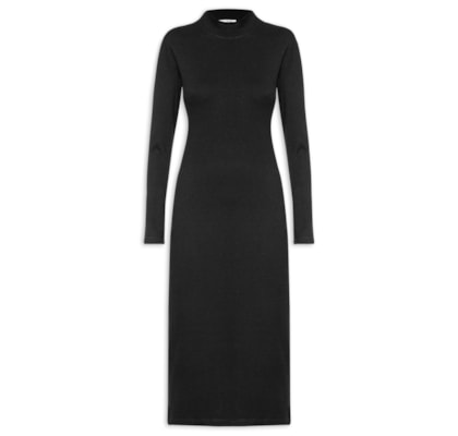 Vestido Malha Canelada - Preto