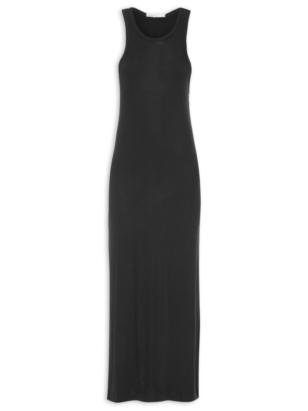 Vestido Malha Canelada Regata - Preto
