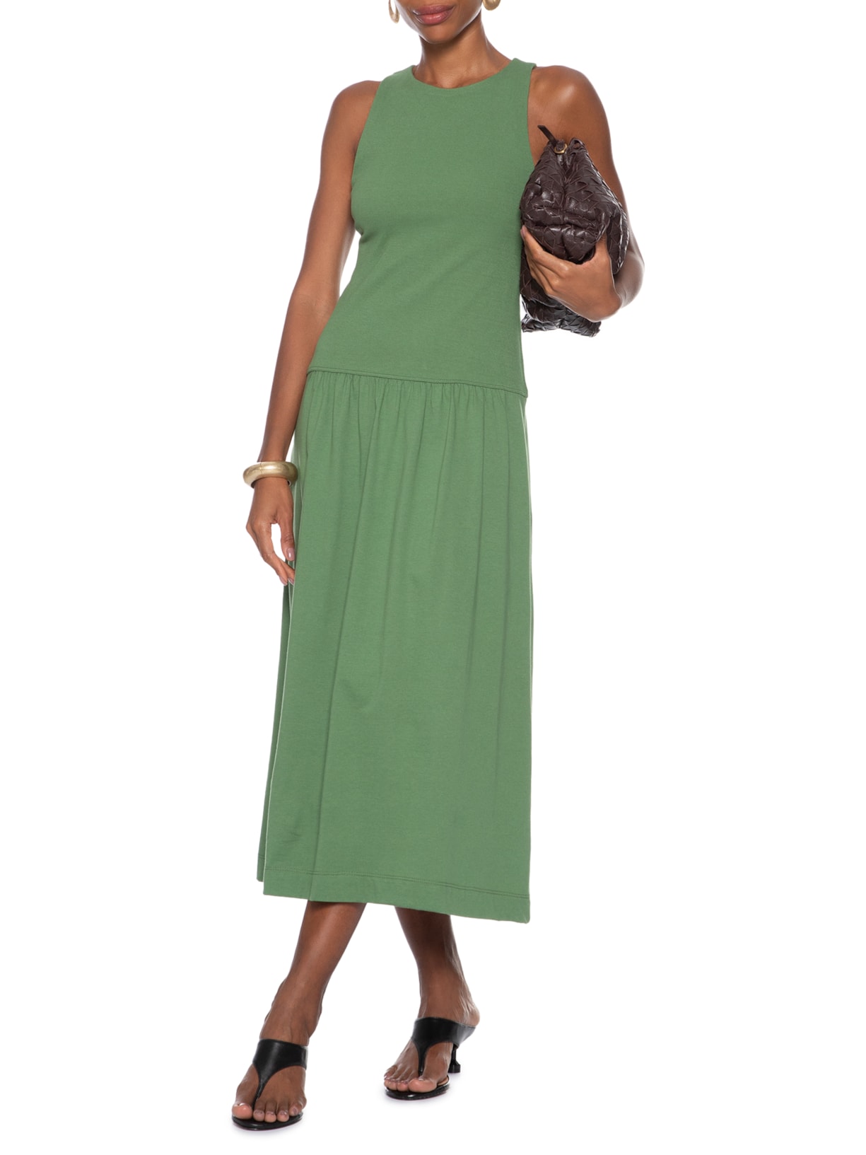 Vestido Malha Cintura Baixa Verde Animale