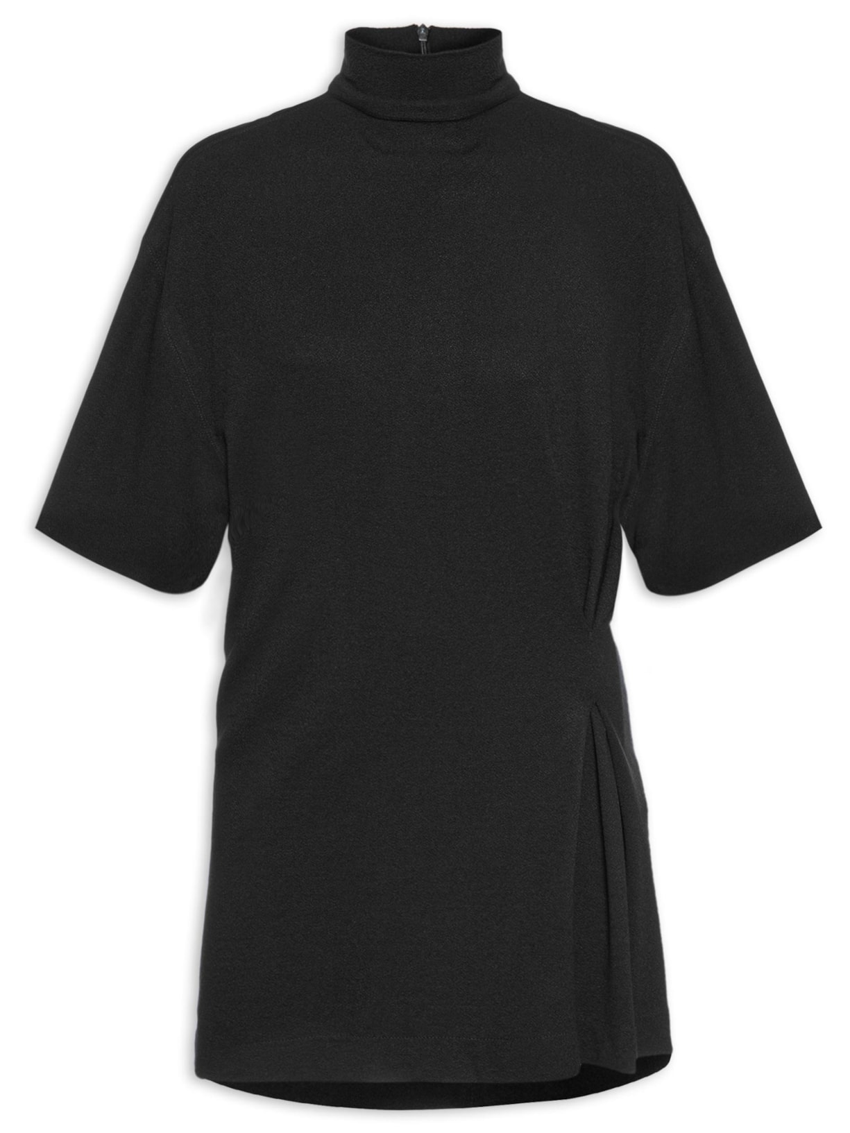 Vestido Malha Crepe Franzido - Preto