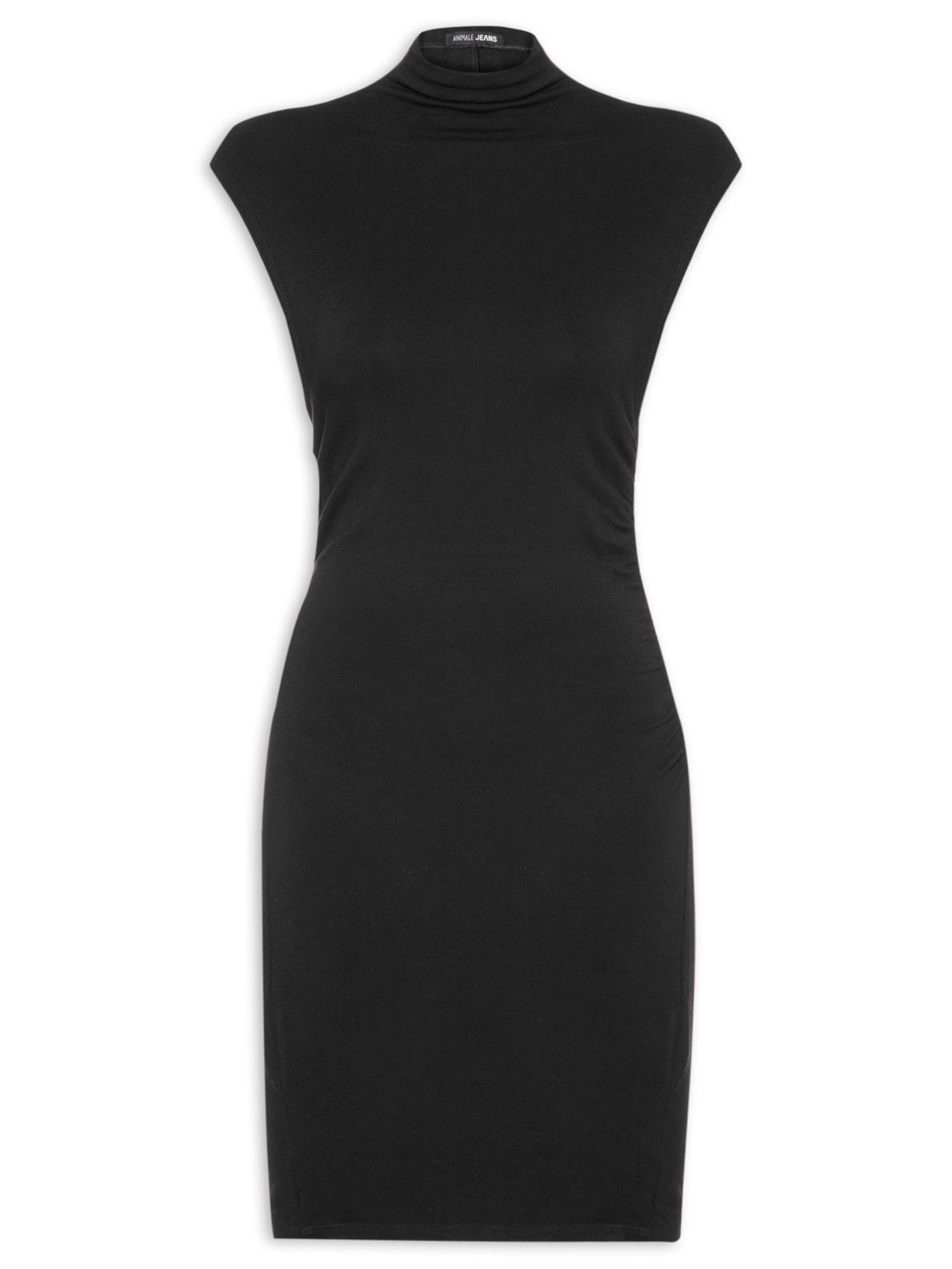 Vestido Malha Curto Franzido Laterais - Preto