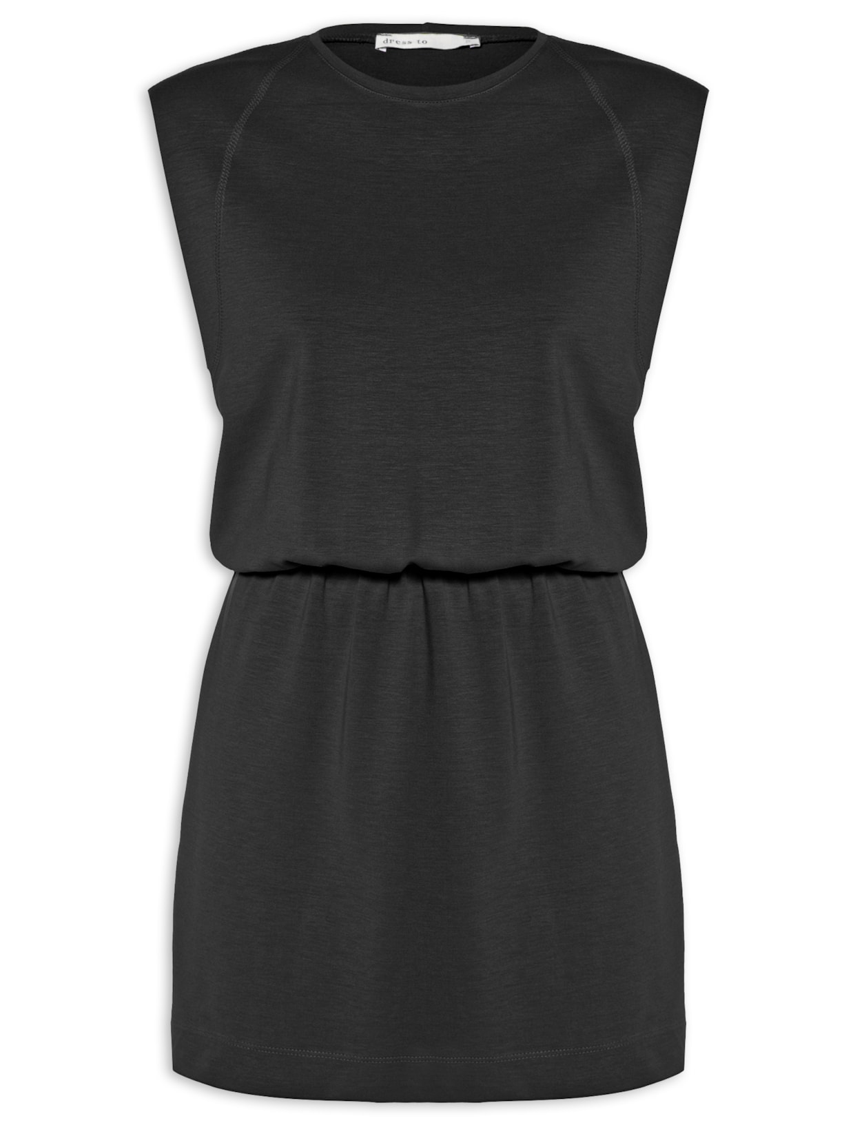 Vestido Malha Curto Ombreira - Preto