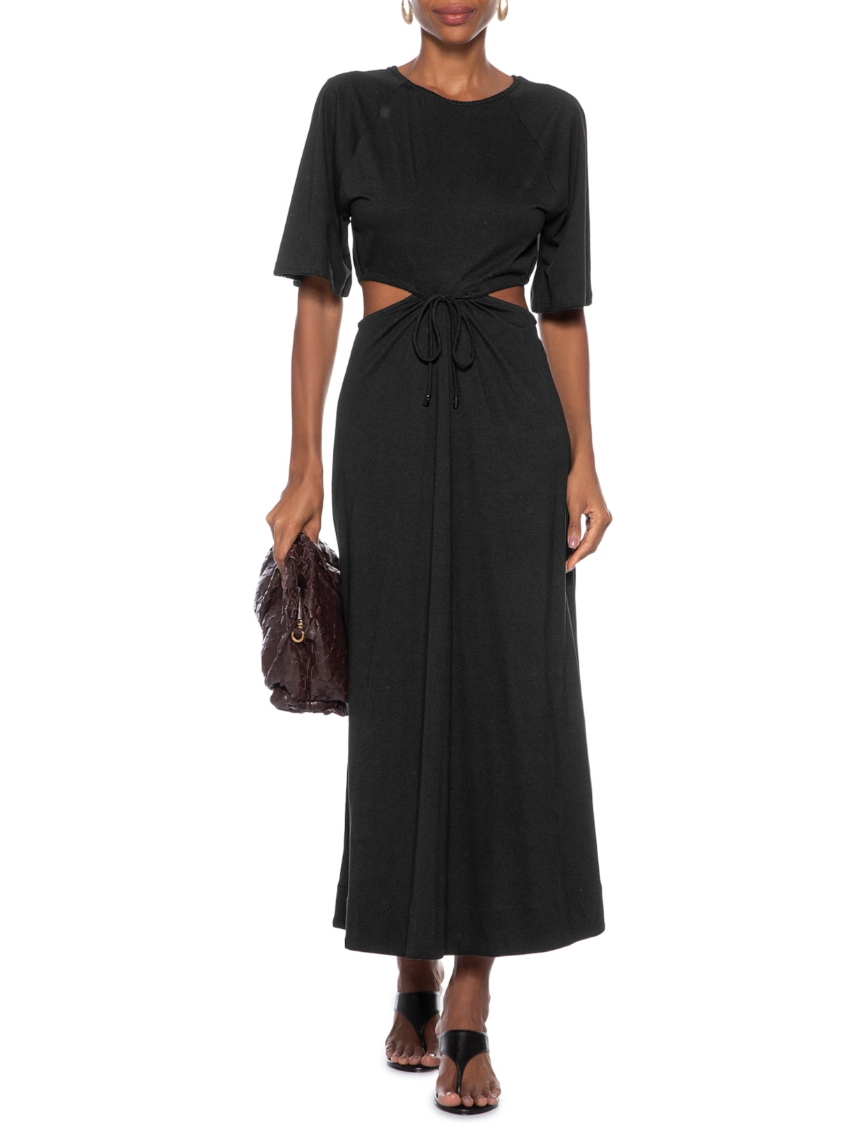 Vestido Malha Cut Bordado Preto Animale