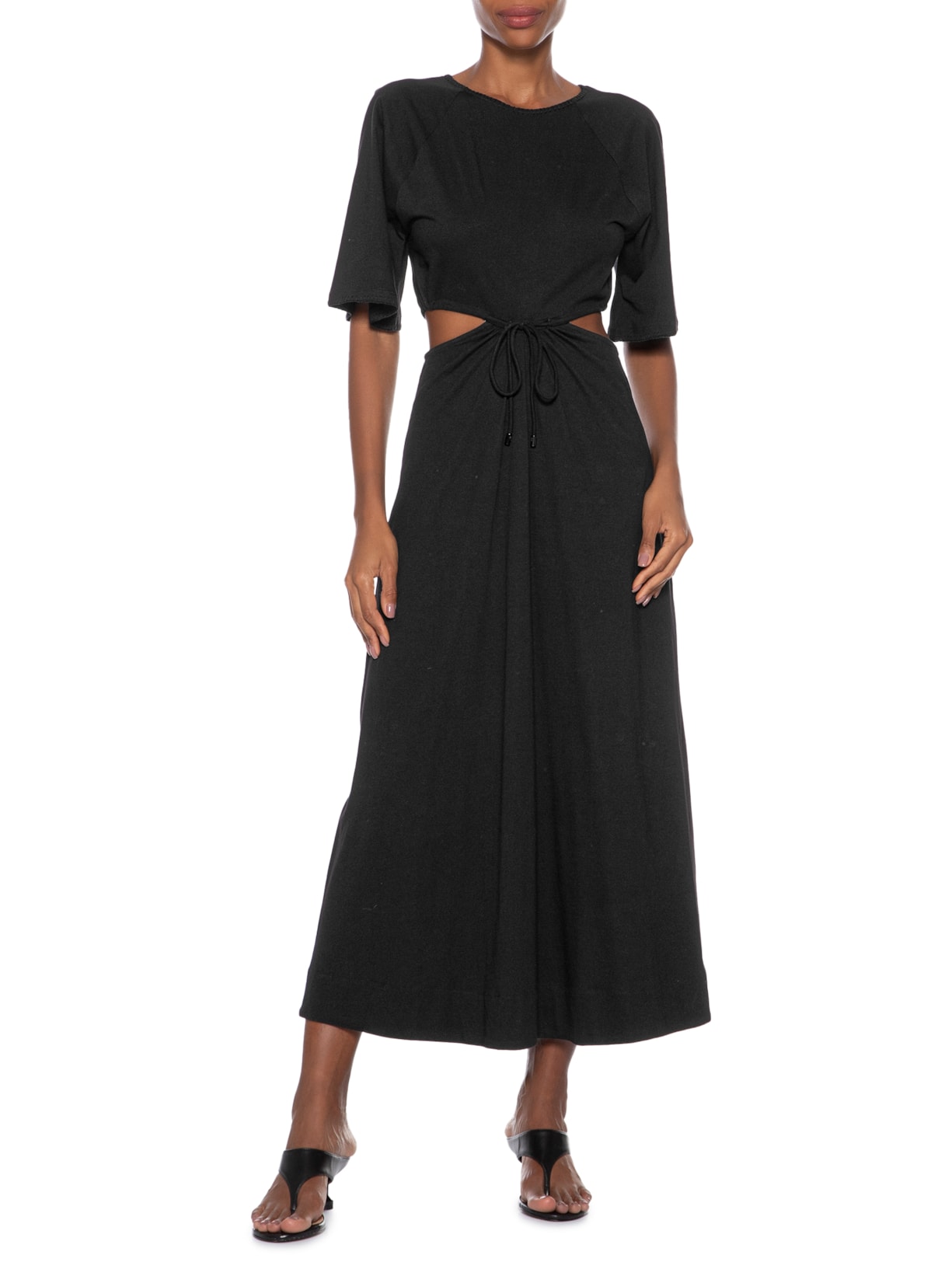 Vestido Malha Cut Bordado Preto Animale