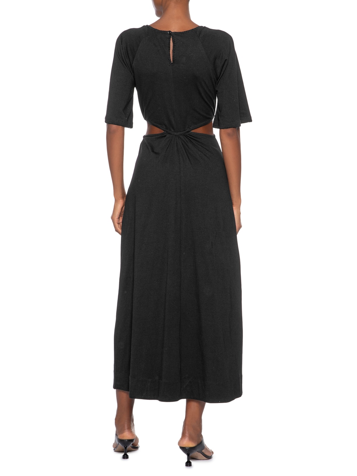 Vestido Malha Cut Bordado Preto Animale