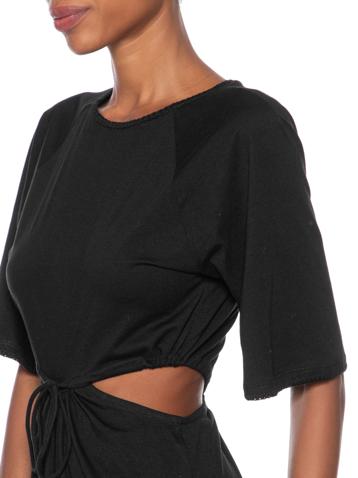 Vestido Malha Cut Bordado Preto Animale