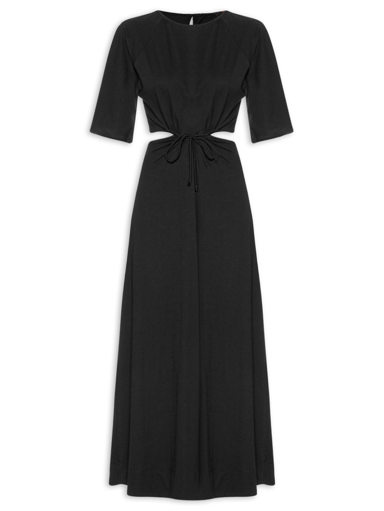 Vestido Malha Cut Bordado - Preto