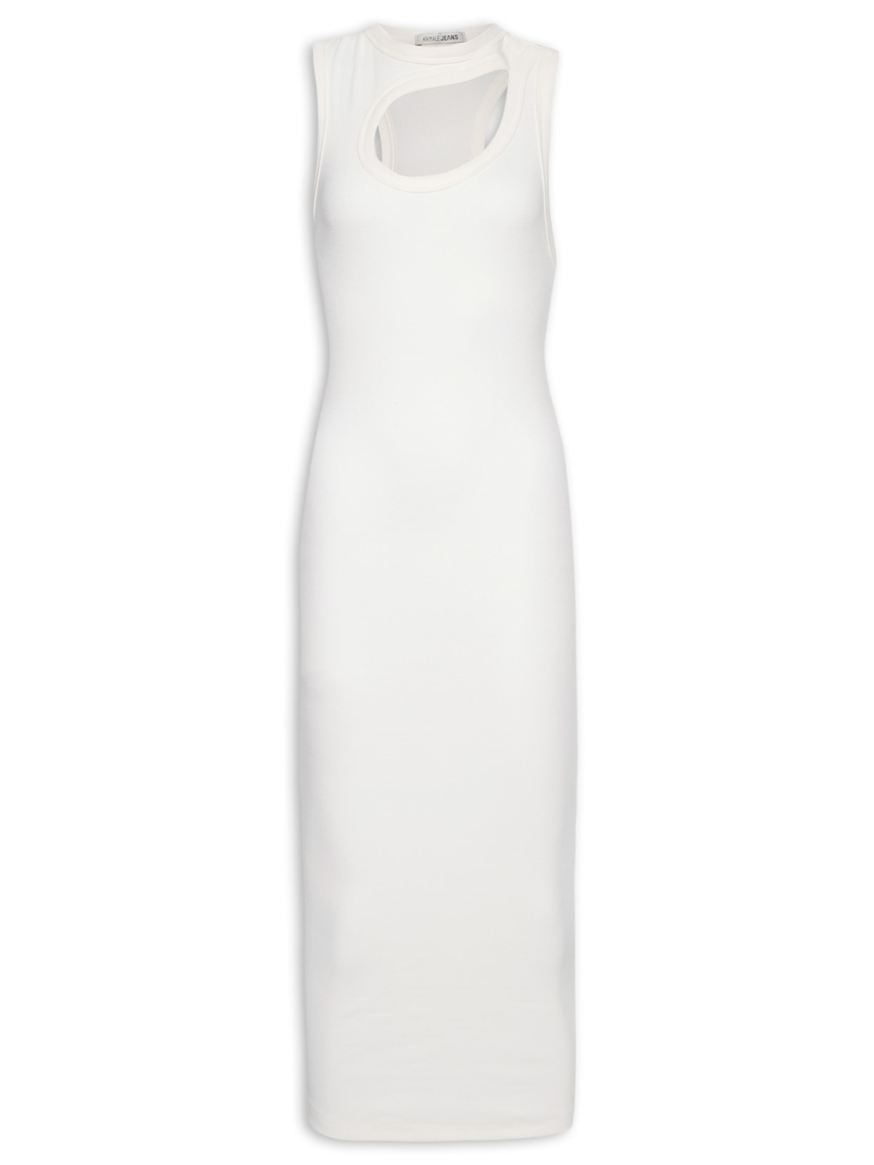 Vestido Malha Decote Assimétrico - Branco