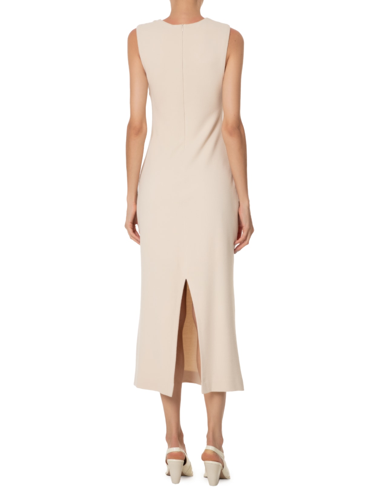 Vestido Malha Decote U Bege Animale