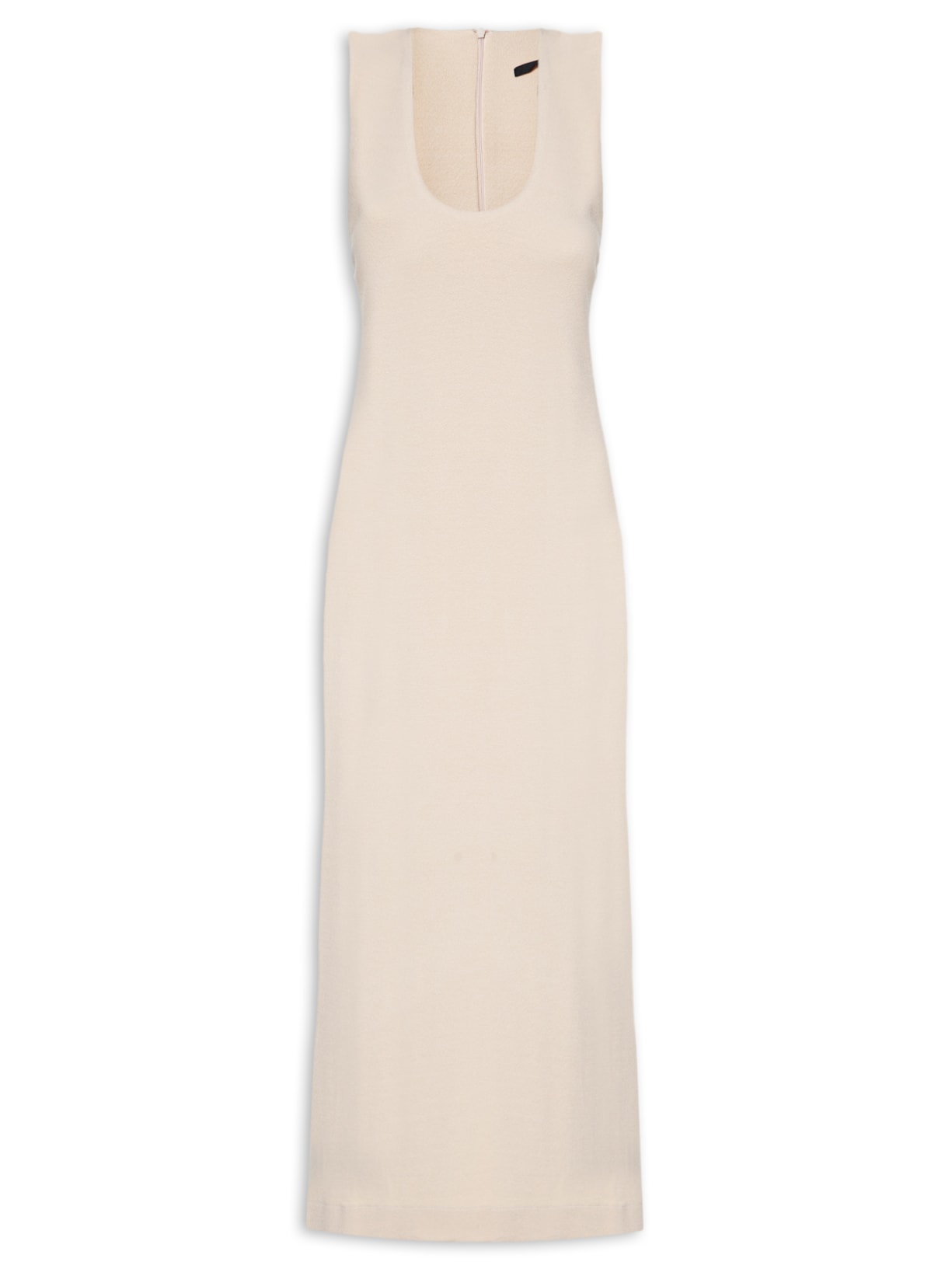 Vestido Malha Decote U - Bege