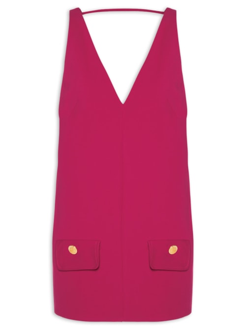 Vestido Malha Decote V - Rosa