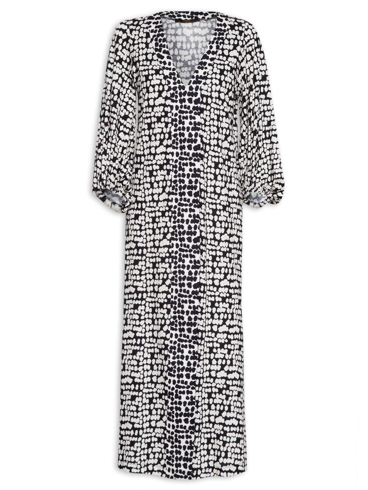 Vestido Malha Est Pois Grafite - Preto