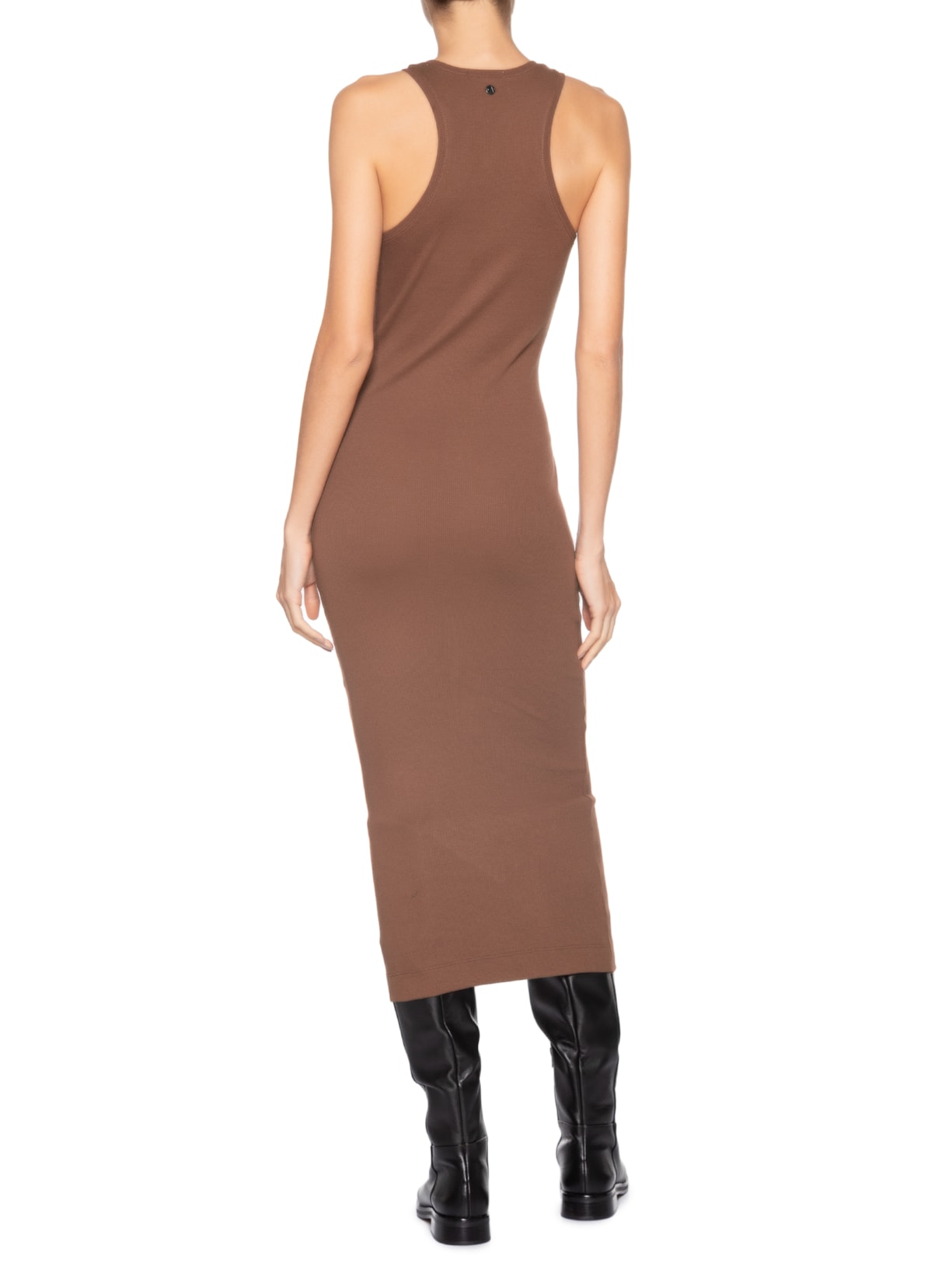 Vestido Malha Halter Marrom Animale Jeans