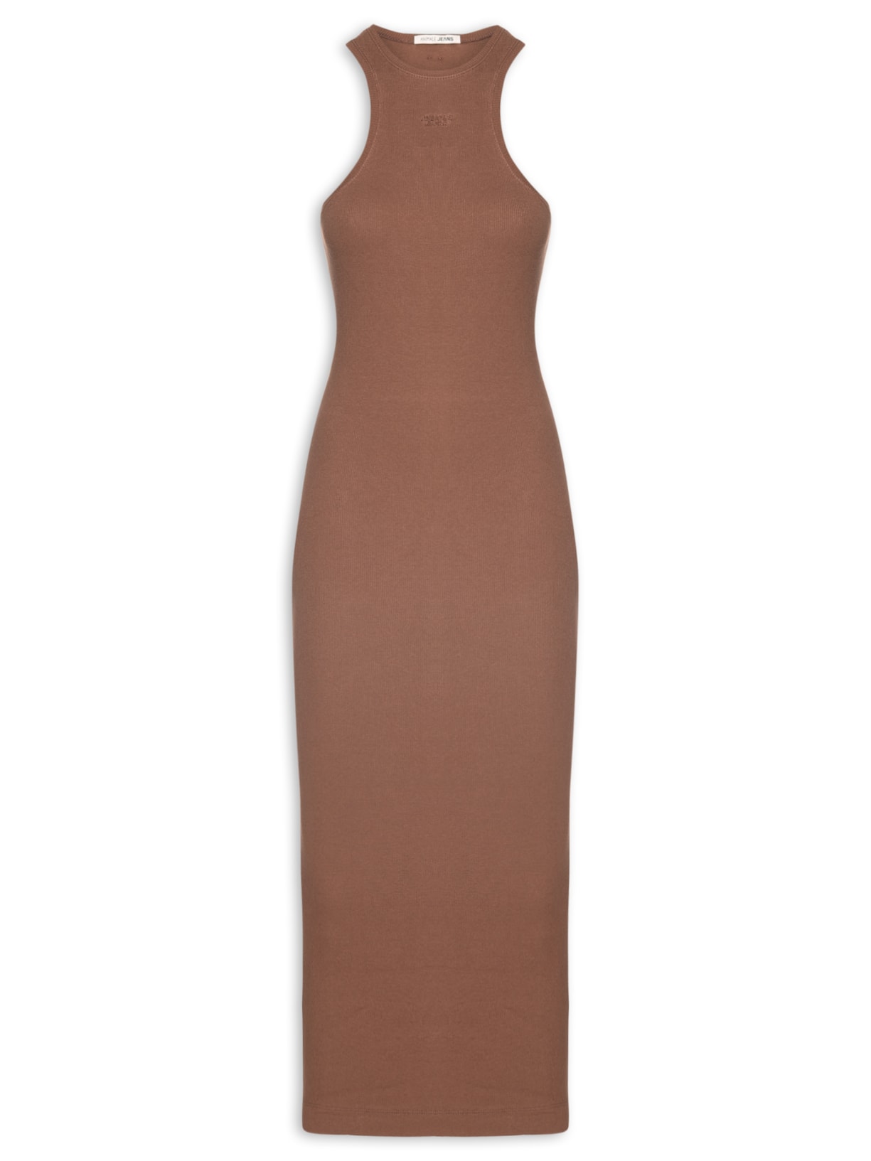 Vestido Malha Halter Marrom Animale Jeans