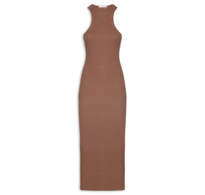 Vestido Malha Halter - Marrom