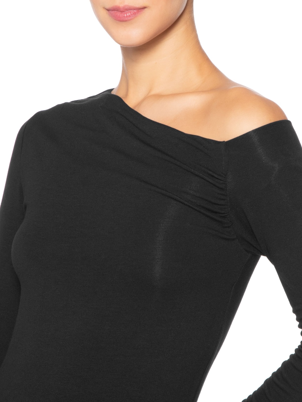 Vestido Malha Mini Assimetrico Preto Animale