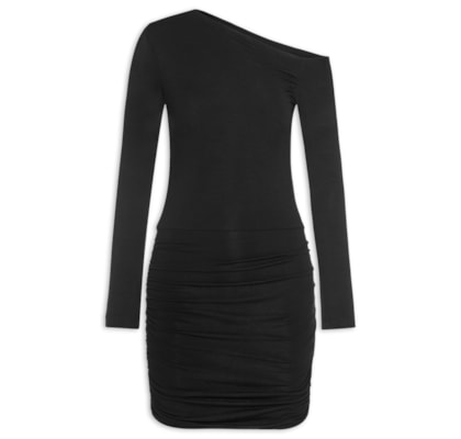 Vestido Malha Mini Assimetrico - Preto