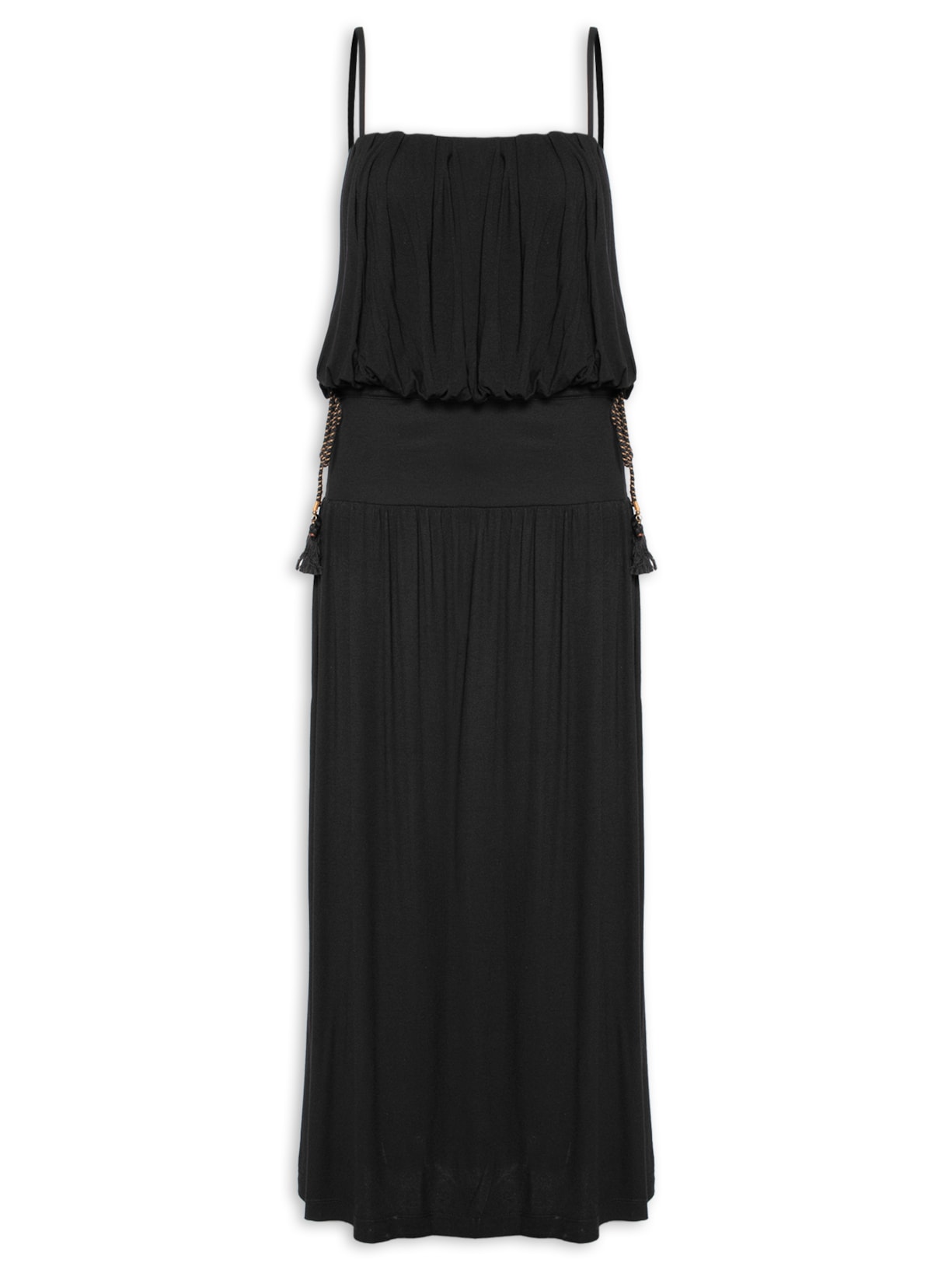 Vestido Malha Palha Cintura Preto Dress To