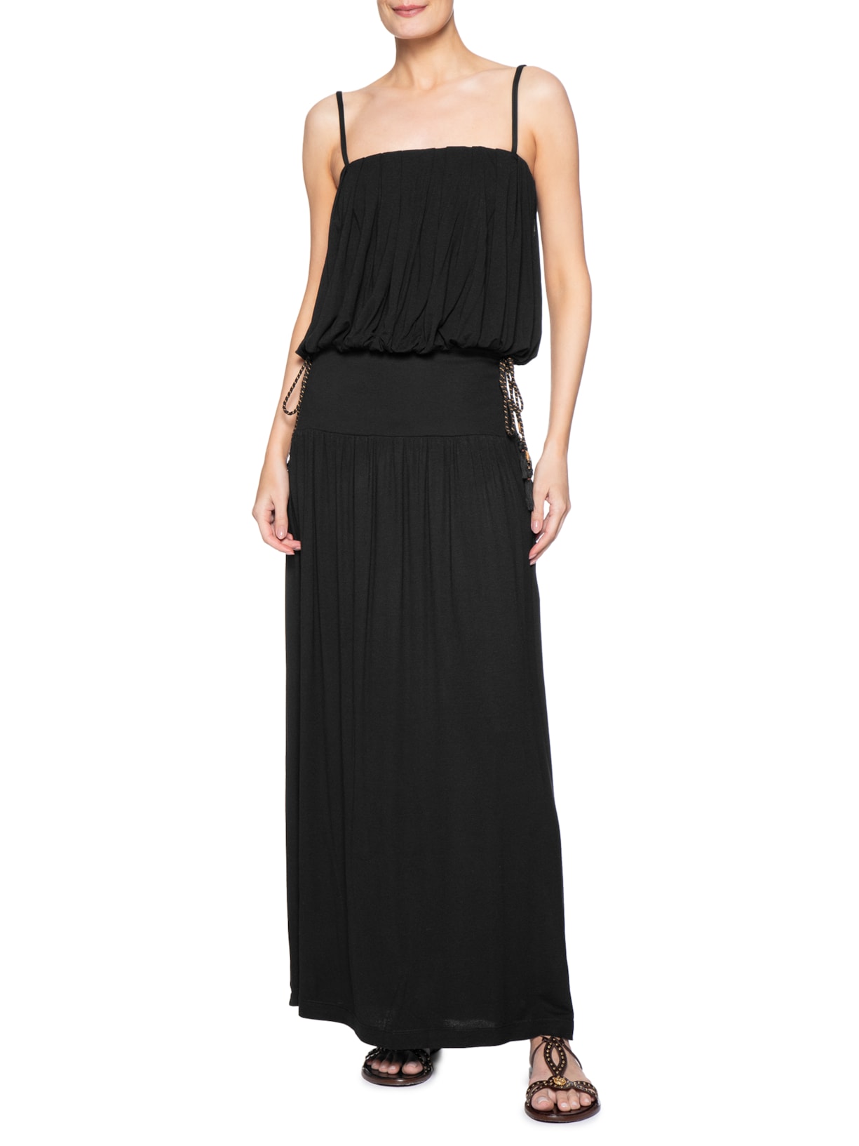 Vestido Malha Palha Cintura Preto Dress To